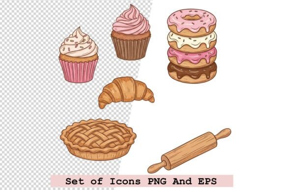 Bakery and Dessert Icons Vector Set