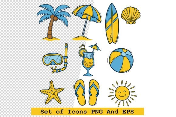 Beach Vacation Icons Vector: A Designer's Toolkit