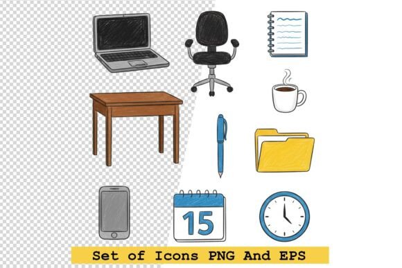 Hand Drawn Office Icons for Modern Design
