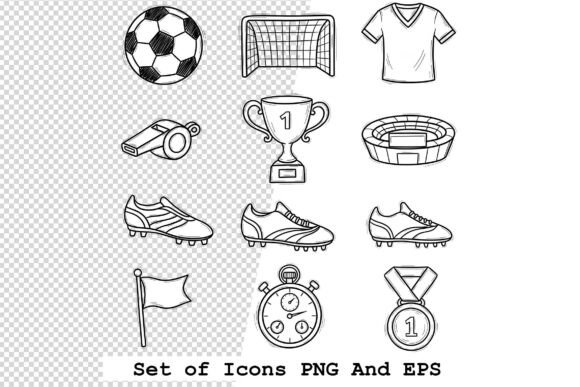 Hand-Drawn Soccer Icon Set for Clean Design