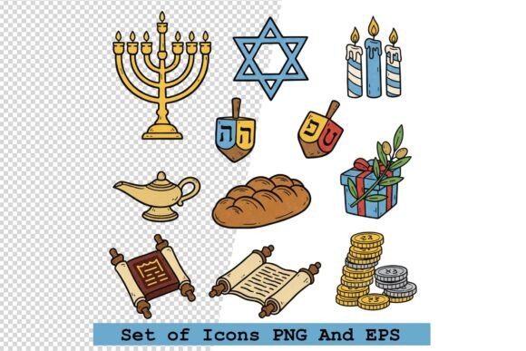 Hanukkah Icon Vector Set for Modern Design