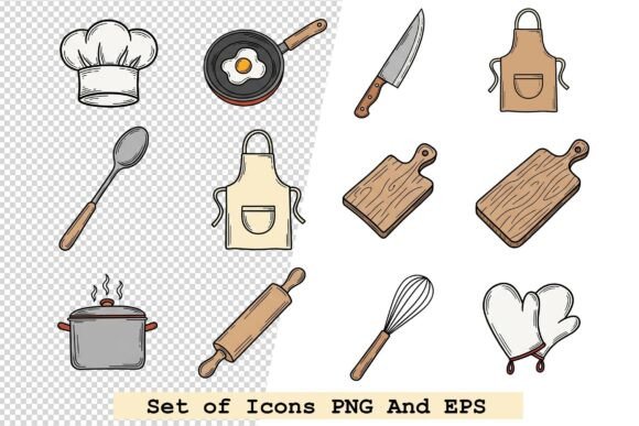 Set of Chef Icons Vector Illustration: A Practical Tool for Streamlined Visual Storytelling