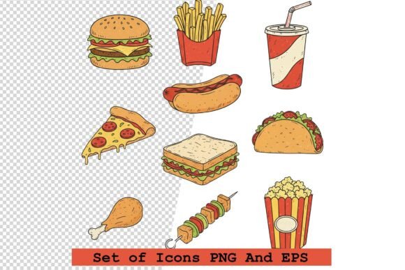 Set of Fast Food Icons Vector: A Modern Visual Toolkit for Creative and Digital Projects