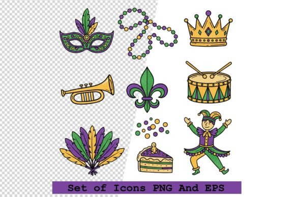 Set of Mardi Gras Icons Vector: A Strategic Asset for Visual Branding and Digital Communication