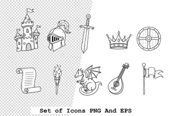 Set of Medieval Icon Vector Illustration for Modern Design Projects