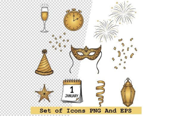 Set of New Year Icons in Hand Drawn: A Practical Review for Designers and Developers