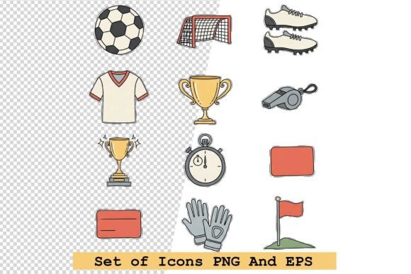 Set of Soccer Icons Vector Illustration for Strategic Brand Communication