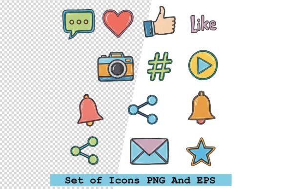 Set of Social Media Icons in Hand Drawn: A Versatile Vector Icon Set for Modern Design