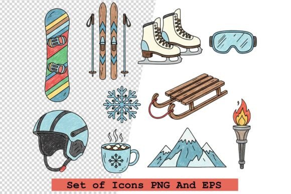 Set of Winter Sport Icons Vector