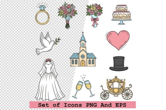 Wedding Icons Vector Set for Designers